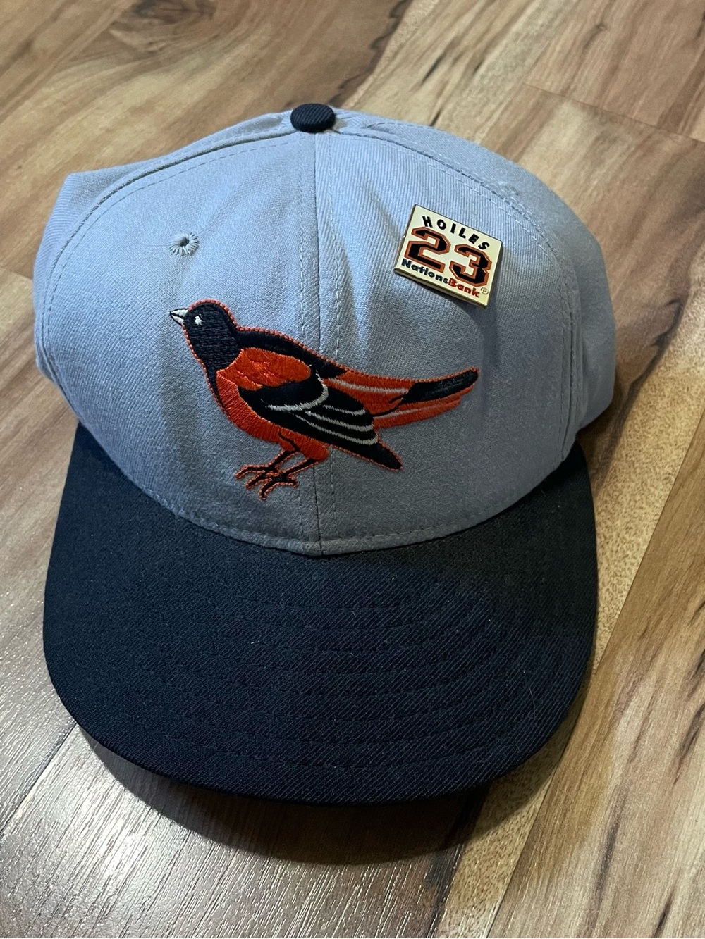 Vintage 90s New Era 5950 Baltimore Orioles Fitted Hat Chris Hoiles Pin Sz 6 7/8